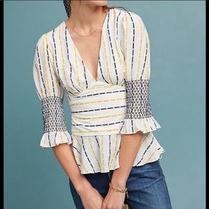 AZULU Anthro Peplum Top. Like New Small